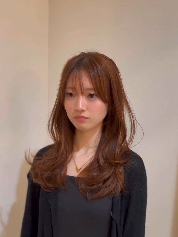 ブラウンのレイヤーロング