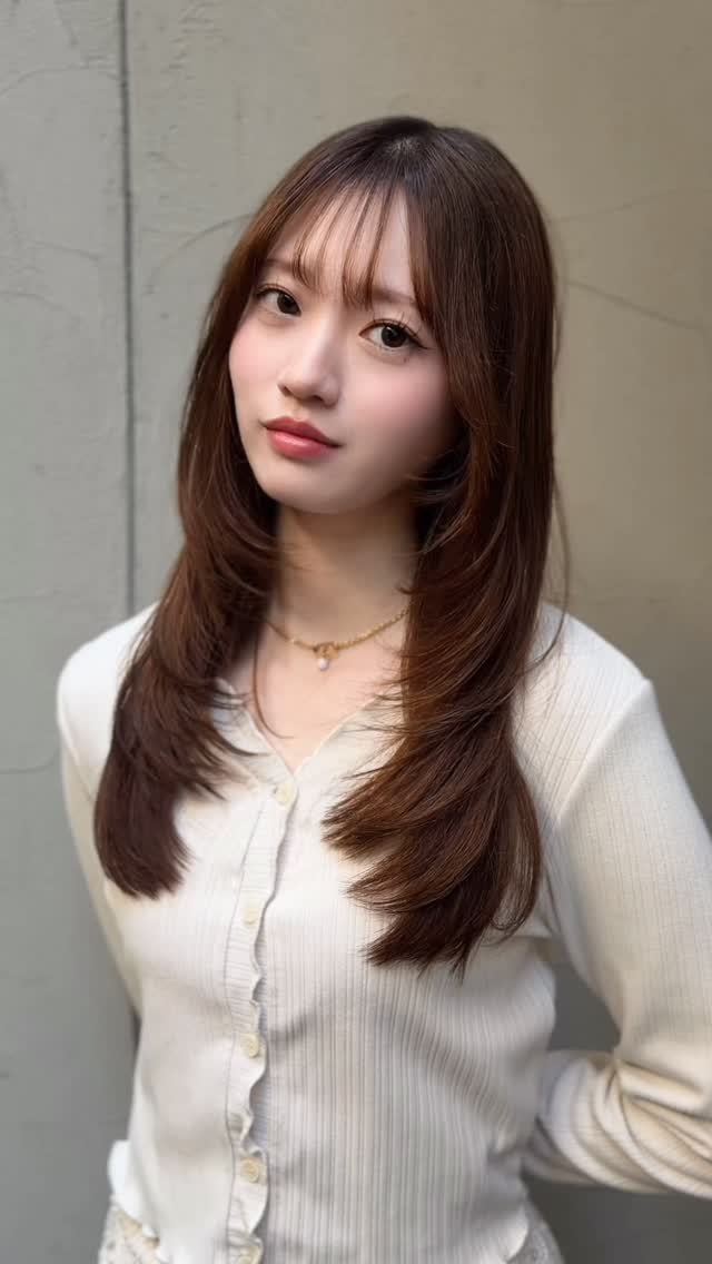 暖色ブラウンのロング